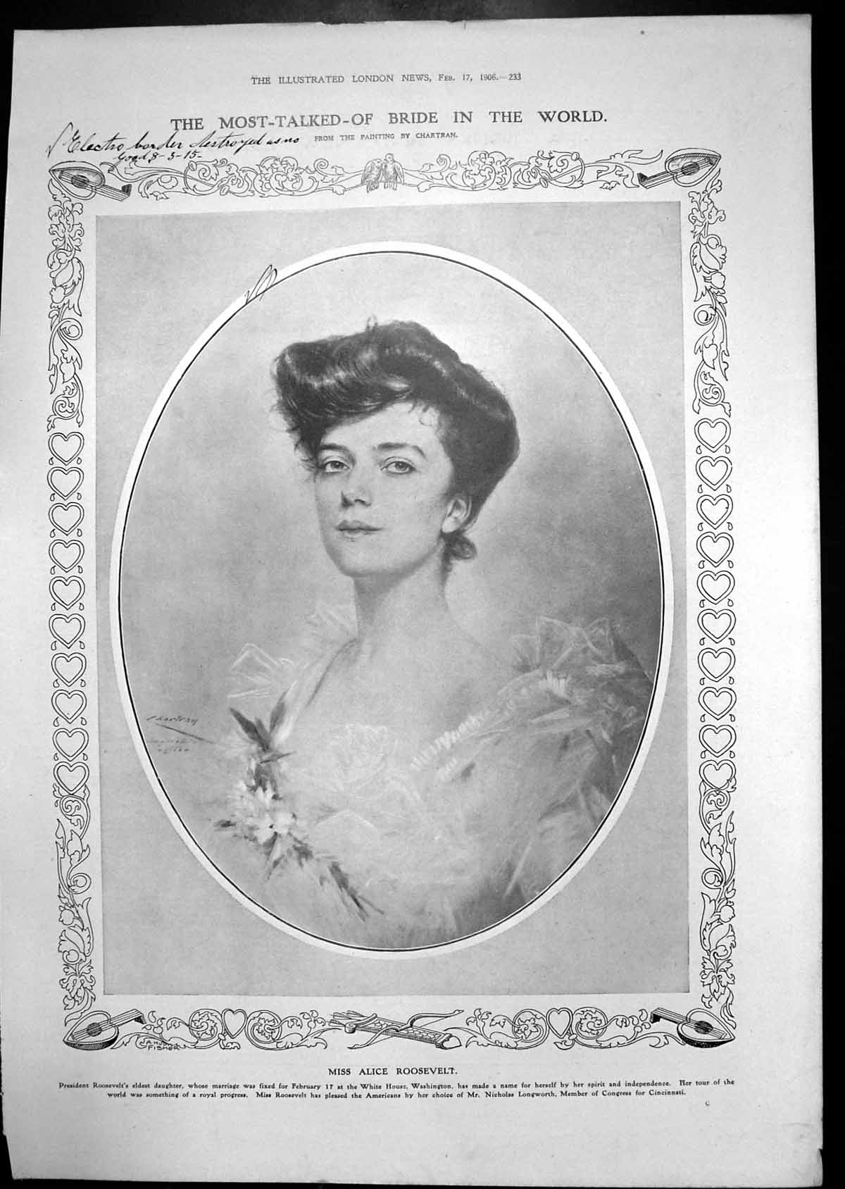 Antique Print Miss Alice Roosevelt Bride Algeciras Conference Moroccan 1906
