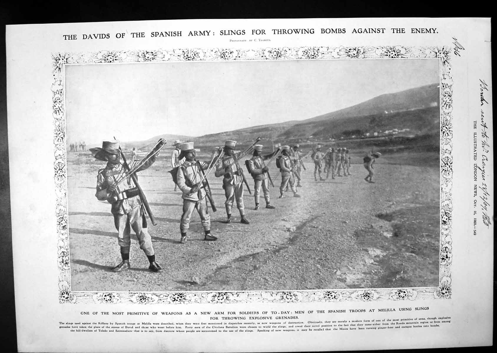 Old Slings Throwing Grenades Spanish Army Dr Common'S Telescope 1909 20th