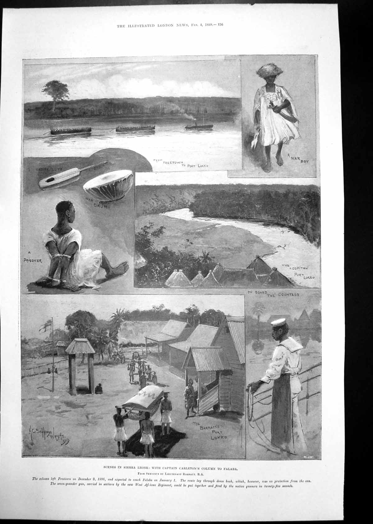 Antique Print Captain Carleton Falaba Scenes Sierra Leone Story Morwen 1899
