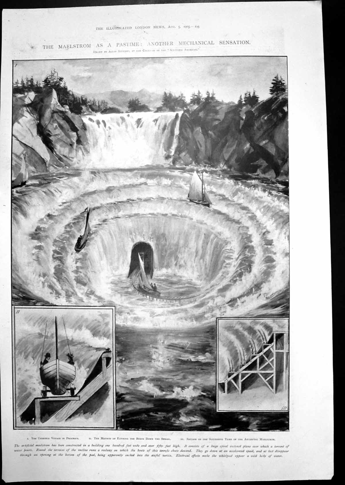 Old Print Mechanical Maelstrom Belgian Independence Fàte Tournament 1905 20th