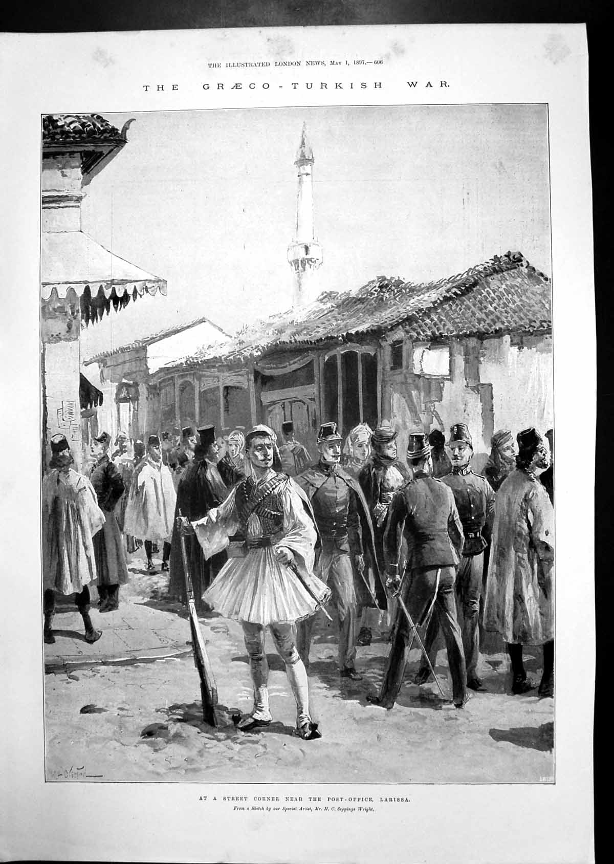 Old Print Graeco Turkish War Larissa Guarding Bridge Road To Reveni 1897 19th