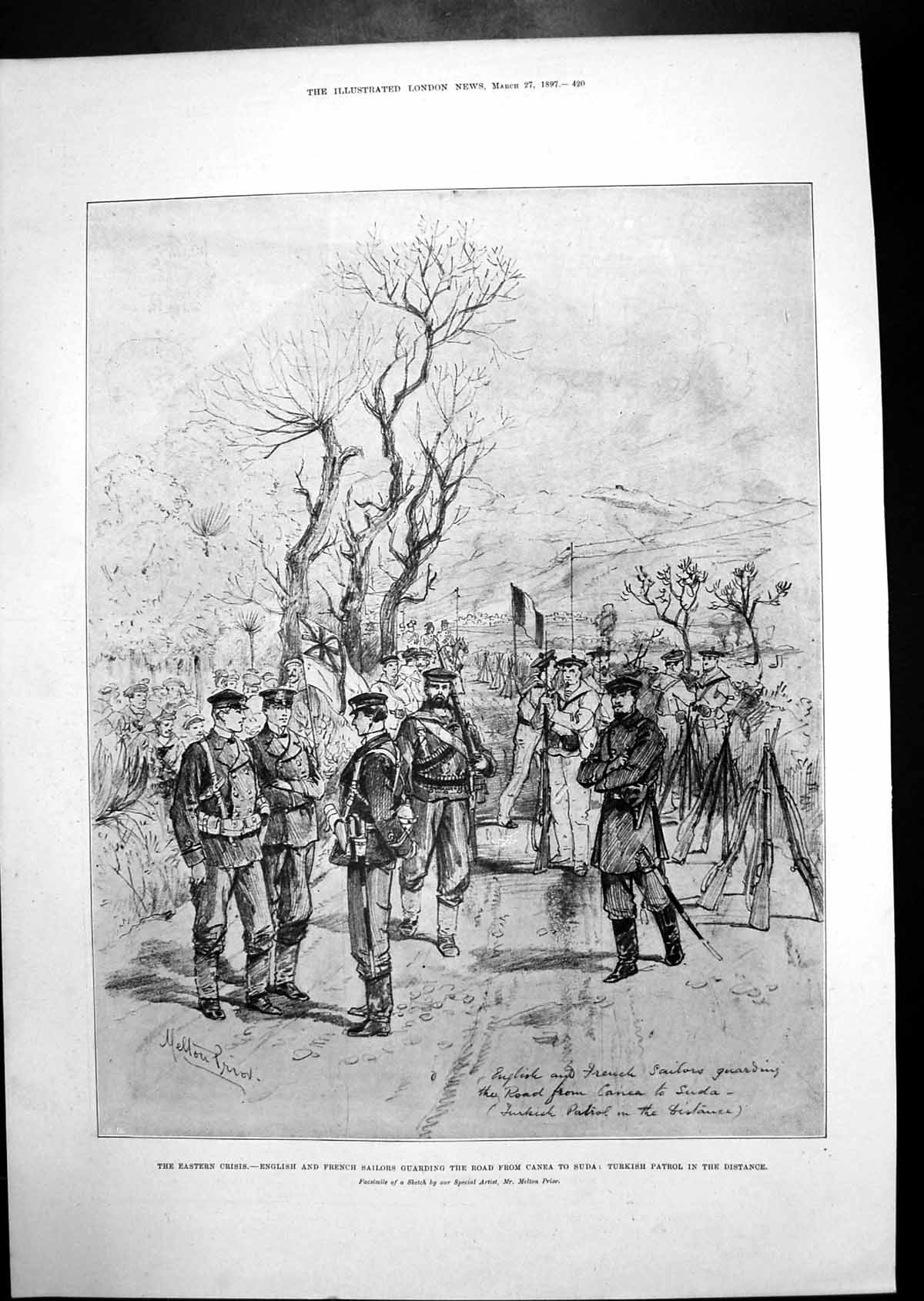 Antique Print Eastern Crisis Canea Suda Bombardment Akrotiri Personal 1897 19th