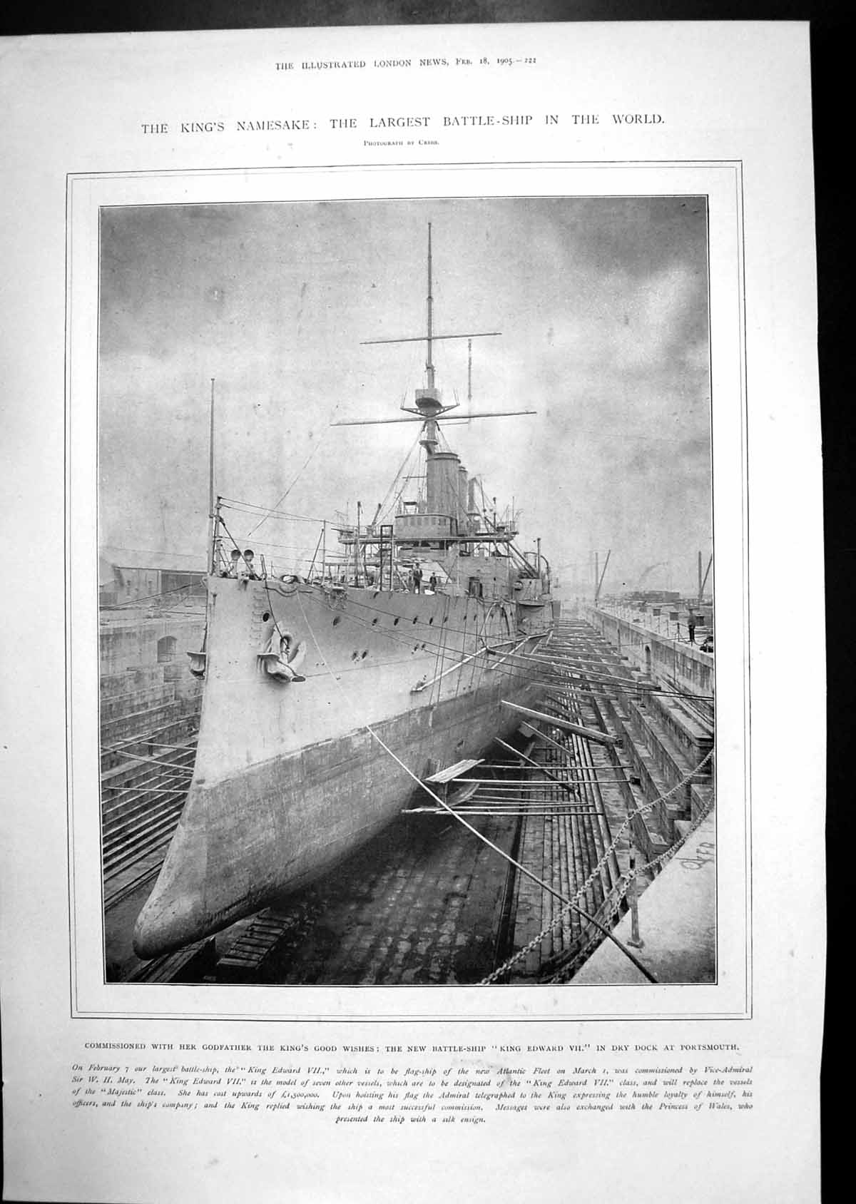Old King Edward Vii Dry Dock Portsmouth Parliamentary Pageantry 1905 20th