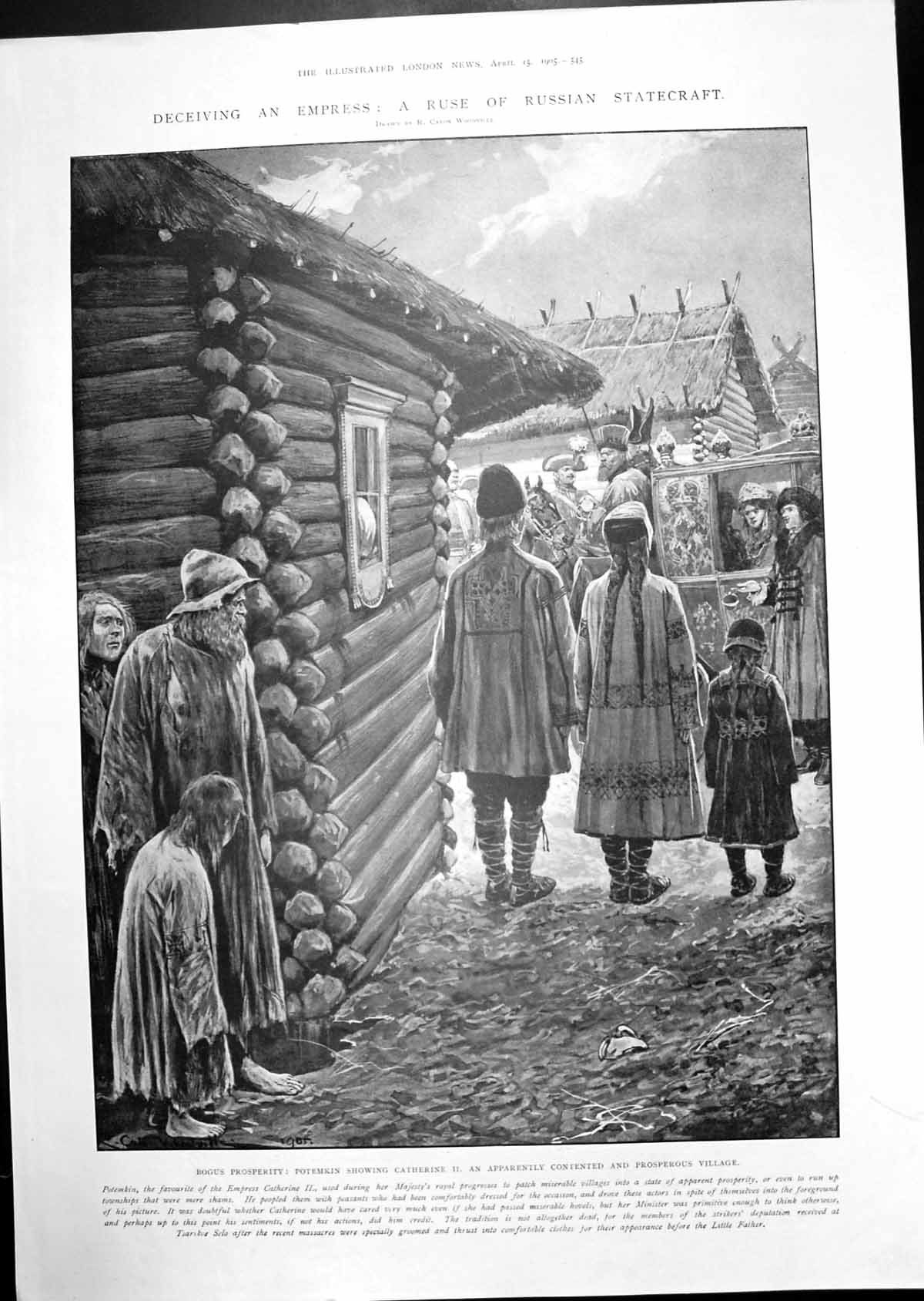 Old Print Potemkin Catherine Russian Village Seismographs Isle Wight 190 20th