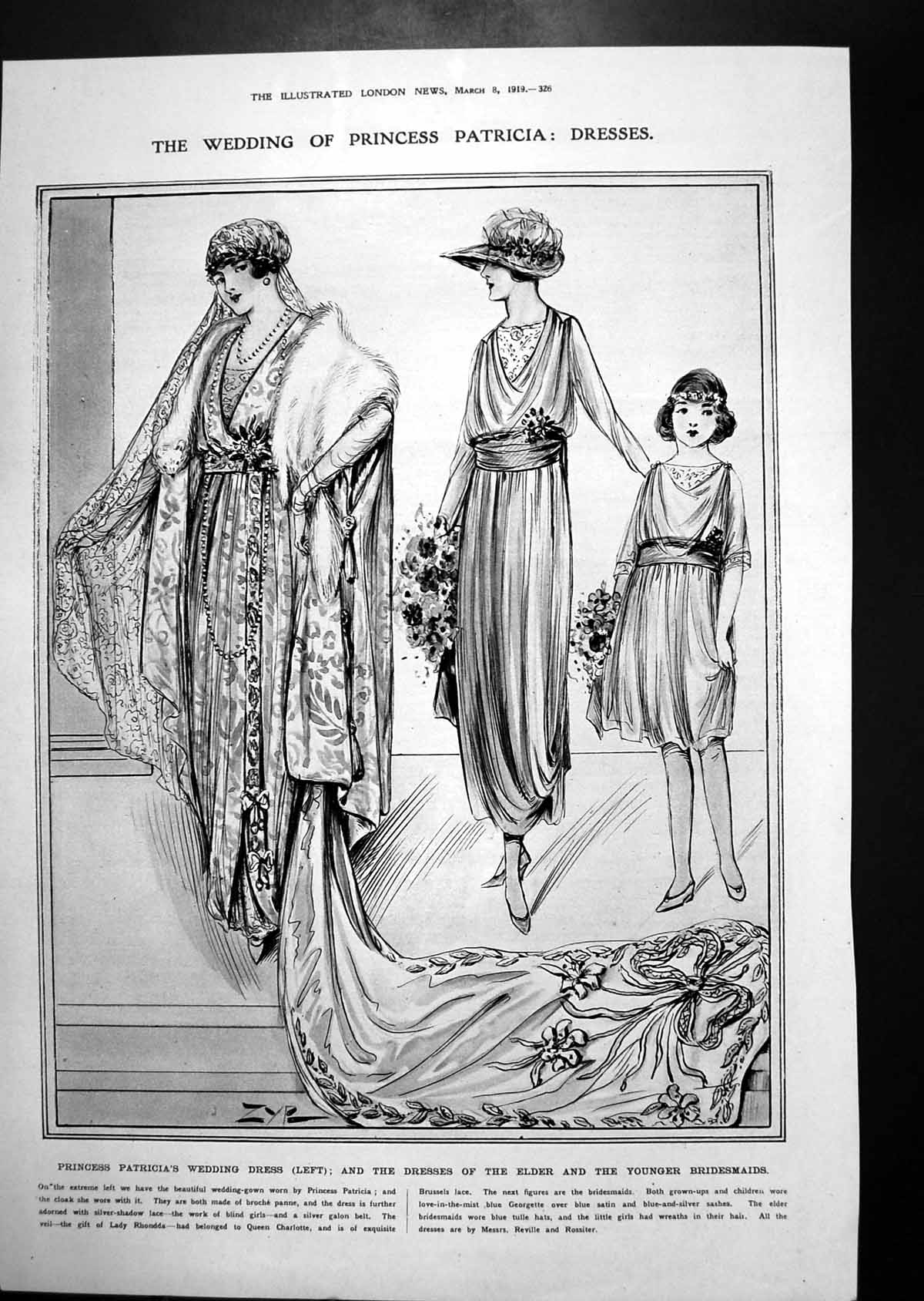 Antique Print Wedding Dresses Princess Patricia Blind Trousseau Worker 1919