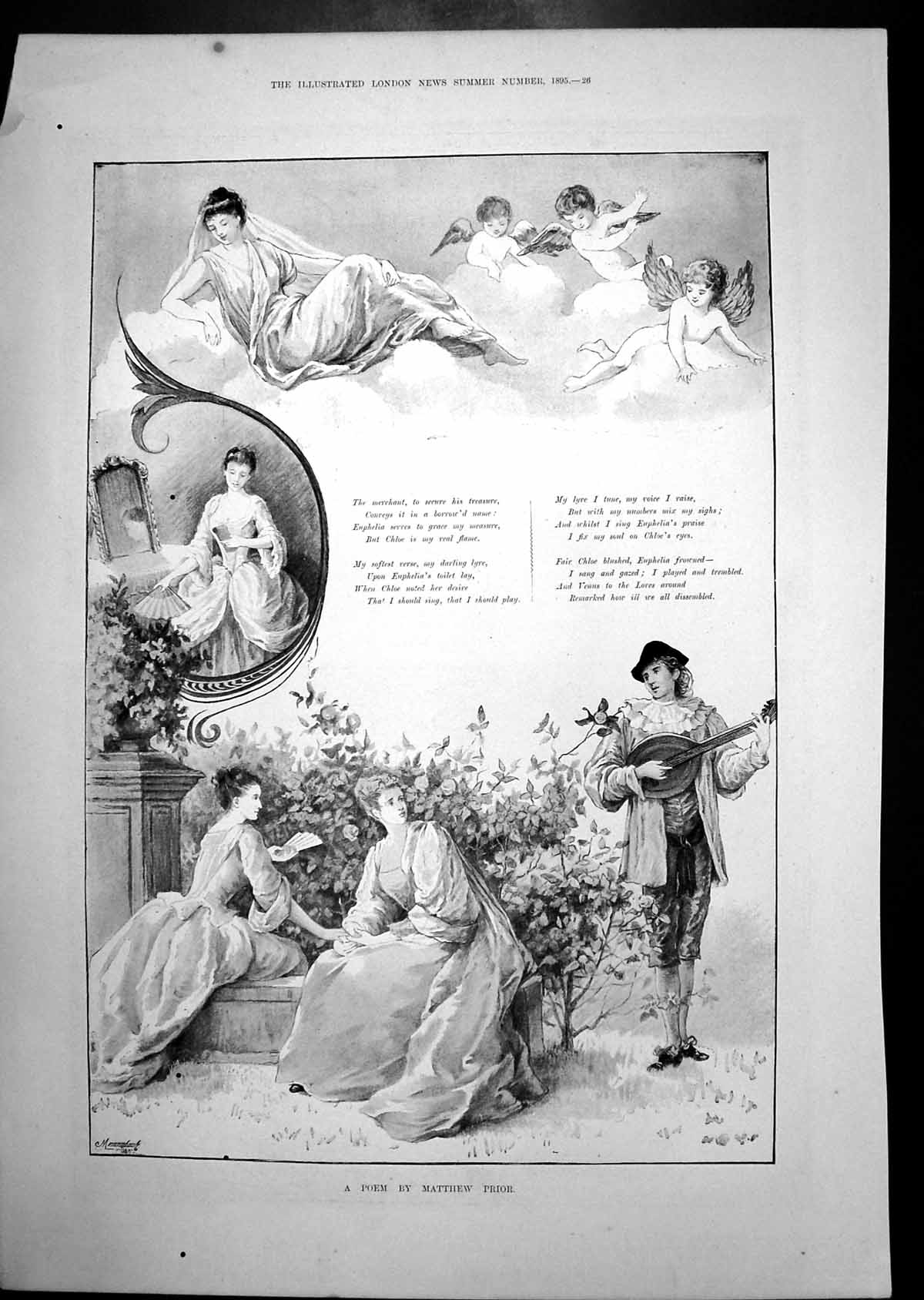 Old Poem Matthew Prior Angels Cherubs Minstrel J.M. Bulloch Belle Tow