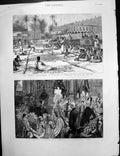 Original Old Antique Print French Operations Dahomey Mr Stankeys Wedding 1890