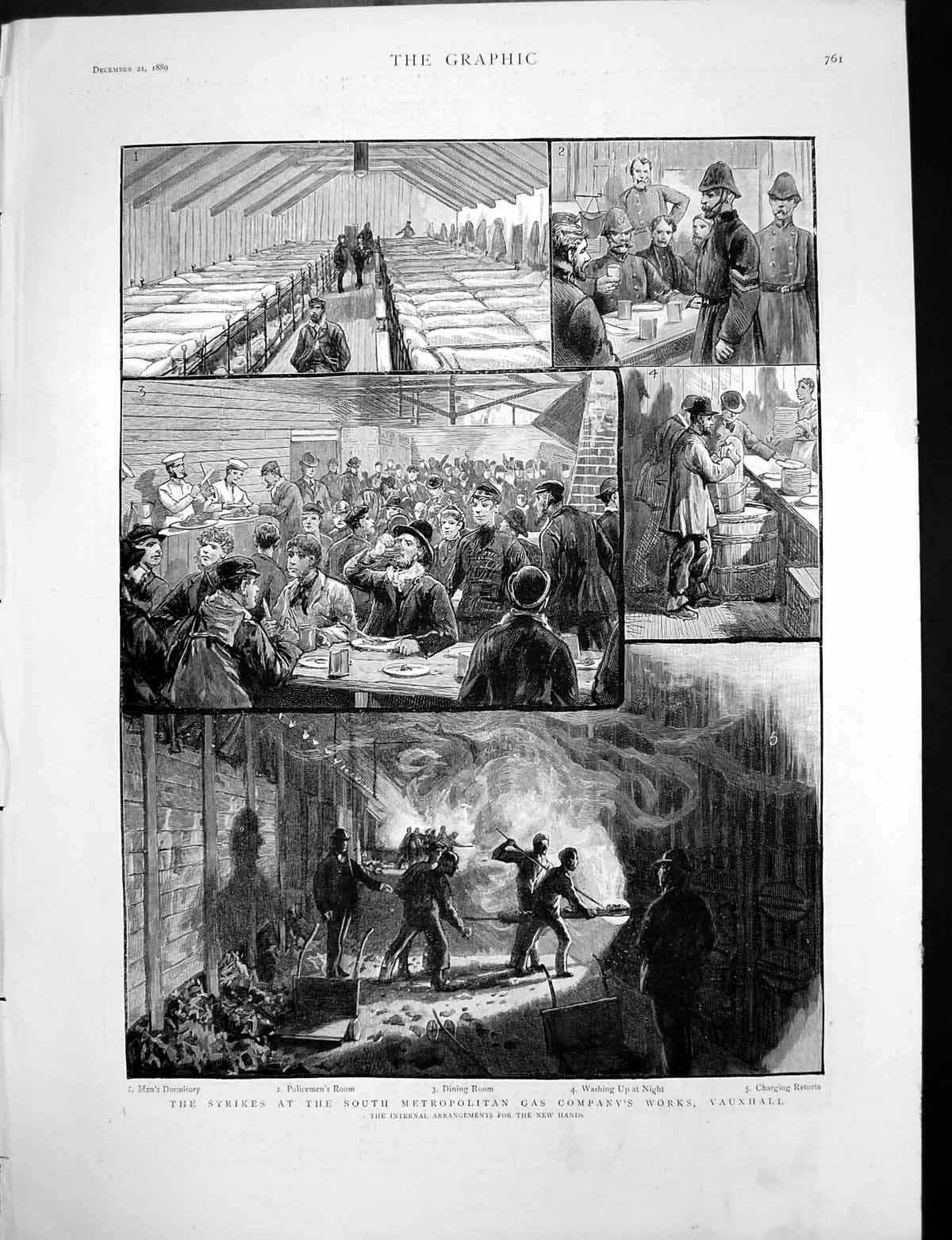 Antique Old Print Gas Company Works Vauxhall Triumphal Arch Hyderabad 1889 19th