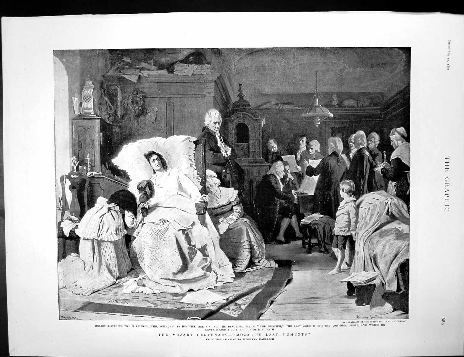 Antique Print Mozarts Last Moments Late Archduke Henry Austria & Wife 1891 19th