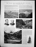 Antique Old Print Peaks Glaciers Caucasus Shkara Adyl-Su Ossete Women 1889 19th