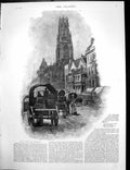 Antique Print Fleet Street St Dunstains Officer 2Nd Regiment Dragoons 1889