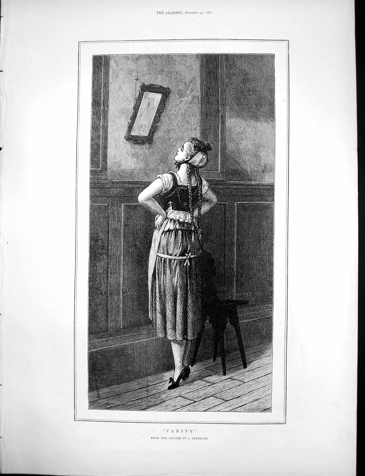 Old Antique Print Vanity J Bertrand Map Boston Part Destroyed Fire 1872 19th