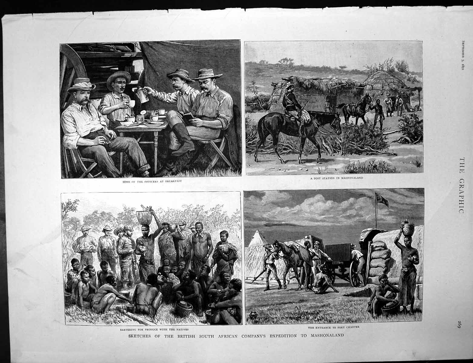 Old Print British S African Co Expedition Mashonaland Museumbrussels1891 19th