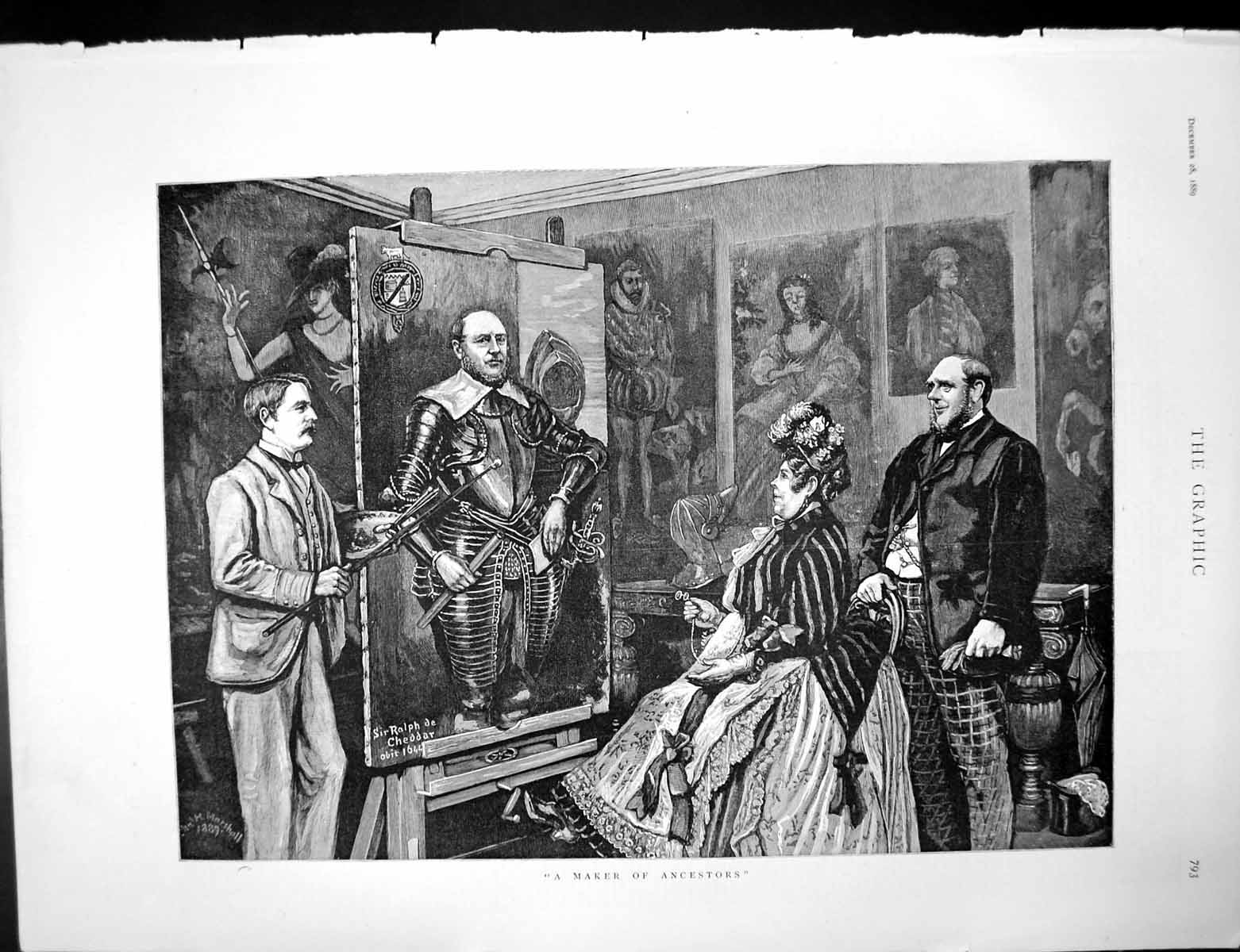 Old Antique Print Maker Ancestors Rev Edward Bradley Cuthbert Bede 1889 19th