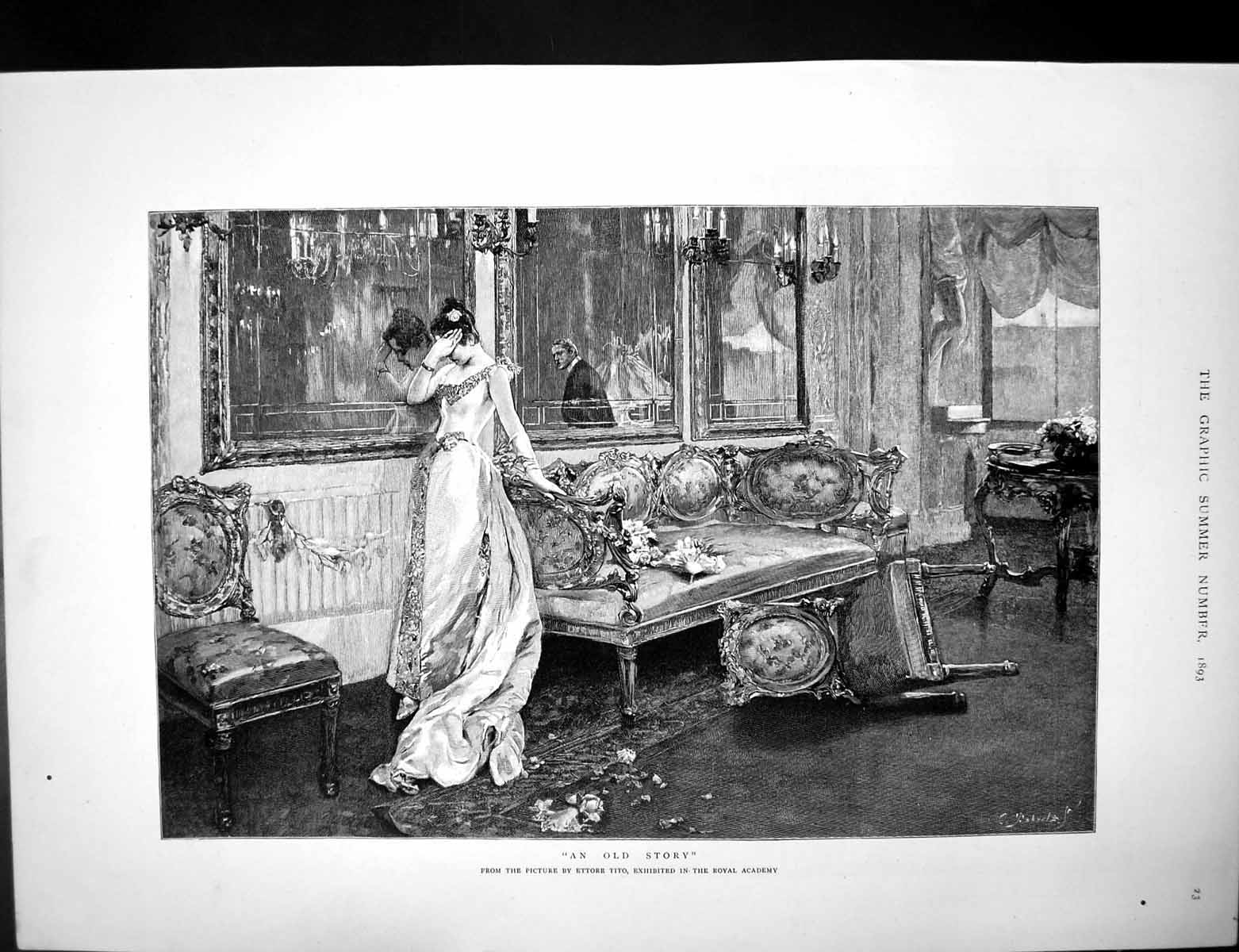 Original Old Antique Print An Story Rev S Niblock Introducing Golf Parish 1893
