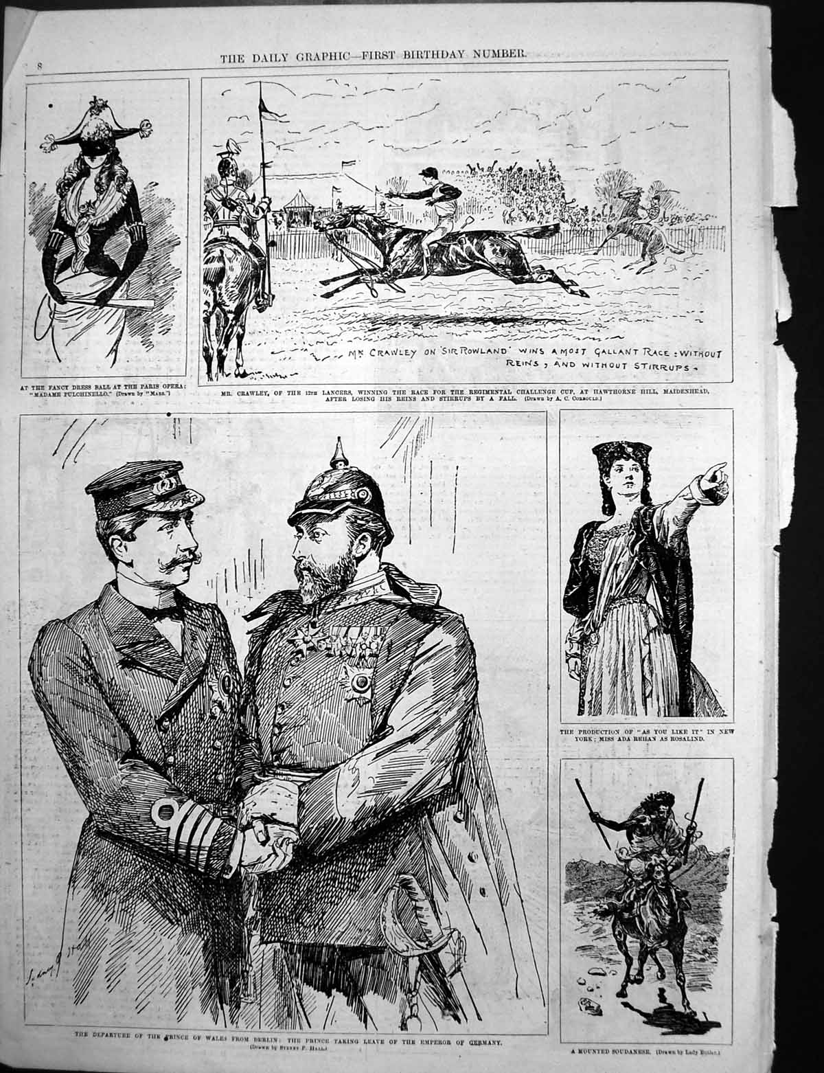 Antique Old Print Photographic Studio Mounted Soudanese Prince Wales C 1890