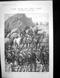 Antique Old Print Crown Prince Greece Front Aides Elassona Turks Base 1897 19th