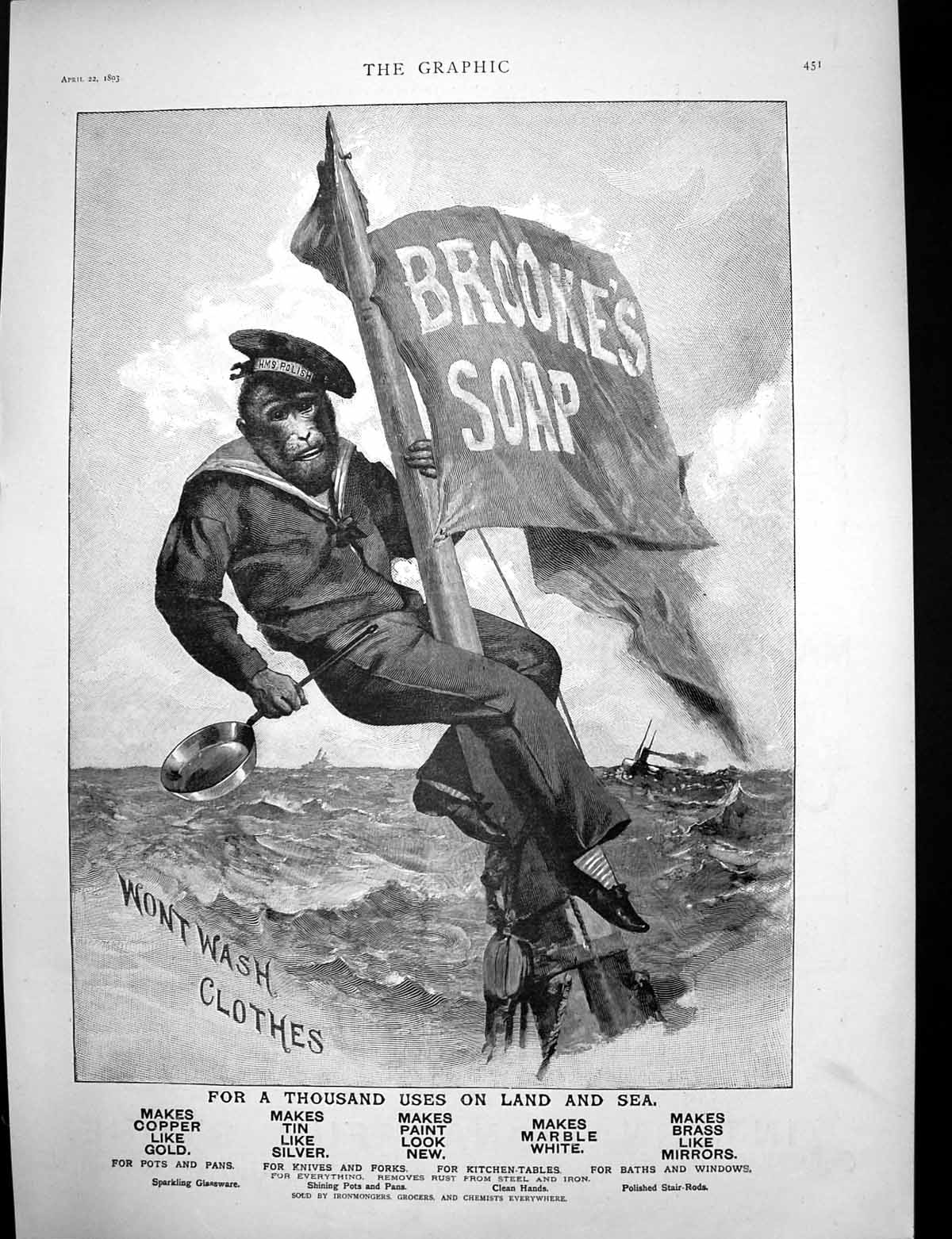 Old Print Brookes Soap Golf Tropics Trinidad International Fur Store 1893 19th