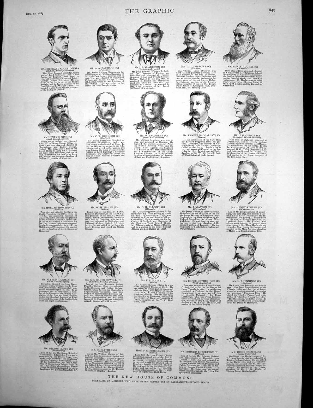 Original Old Antique Print Members New House Commons Mappin & Webb Cutlery 1885