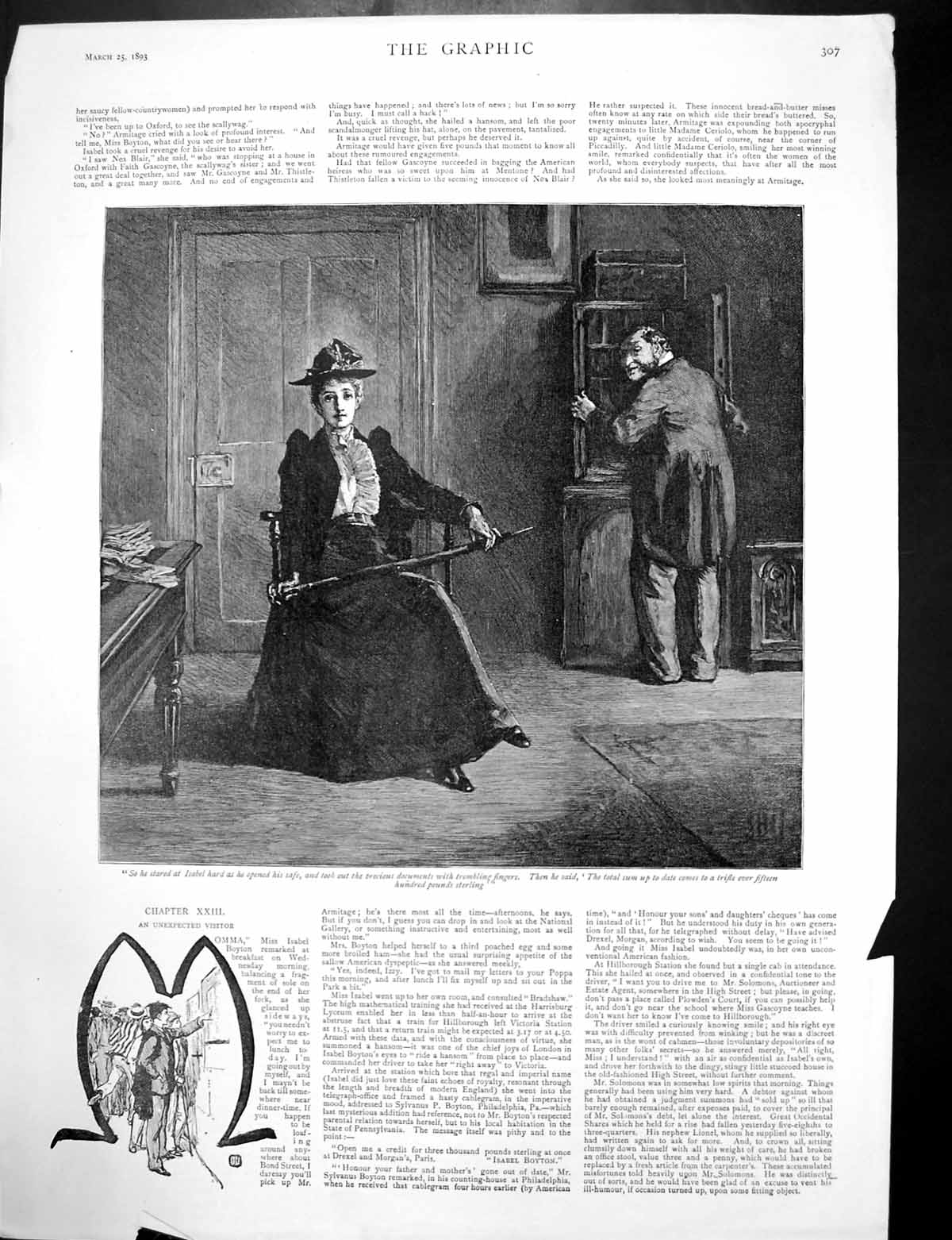 Antique Old Print Isabel Boyton Man Safe Proposed Railway Switzerland 1893 19th
