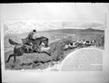 Original Old Antique Print Horse Dogs Moor Dunkery Beacon Capturing Stag 1889