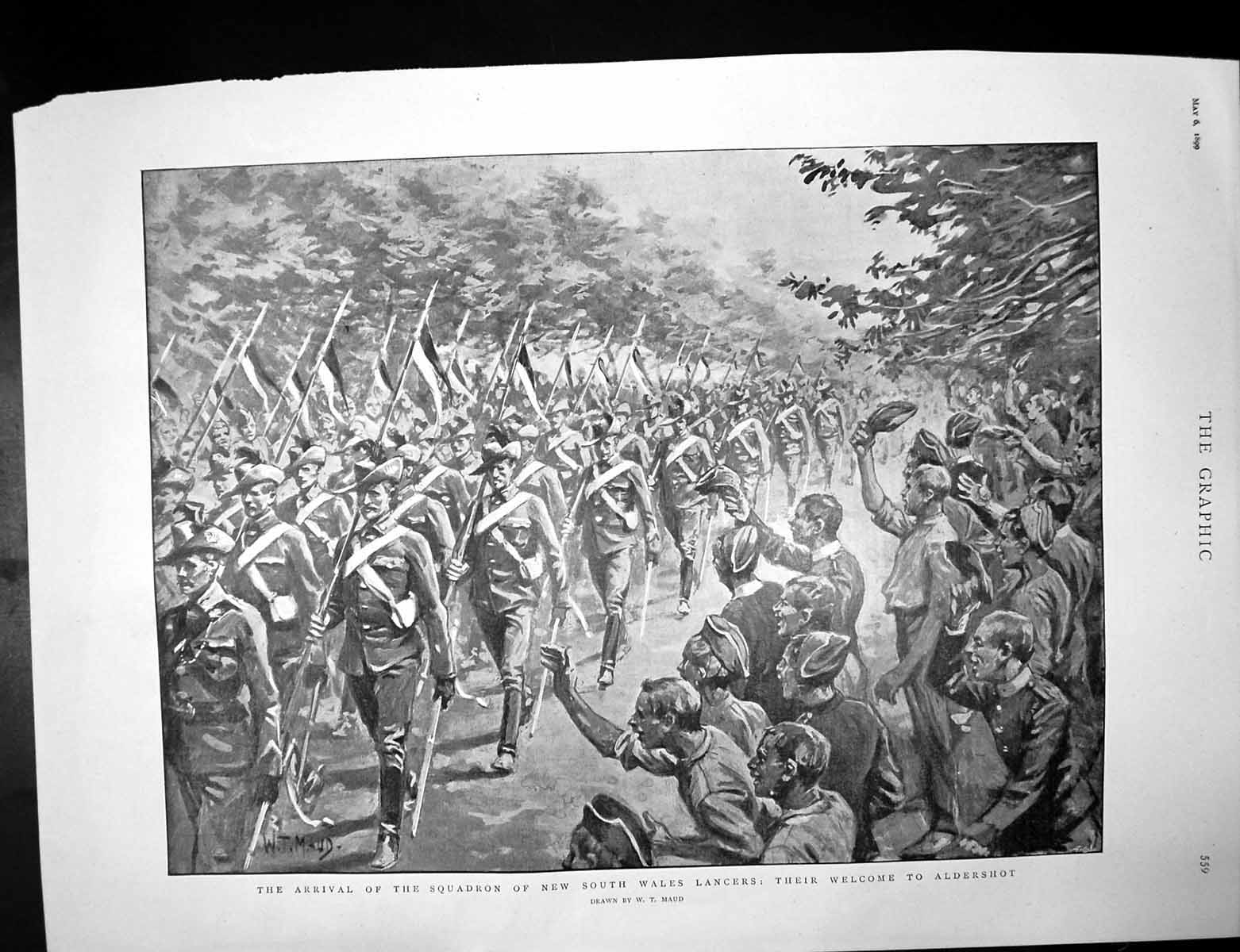 Old Antique Print N S Wales Lancers Aldershot Lydia Thomson Lyceum 1899 19th