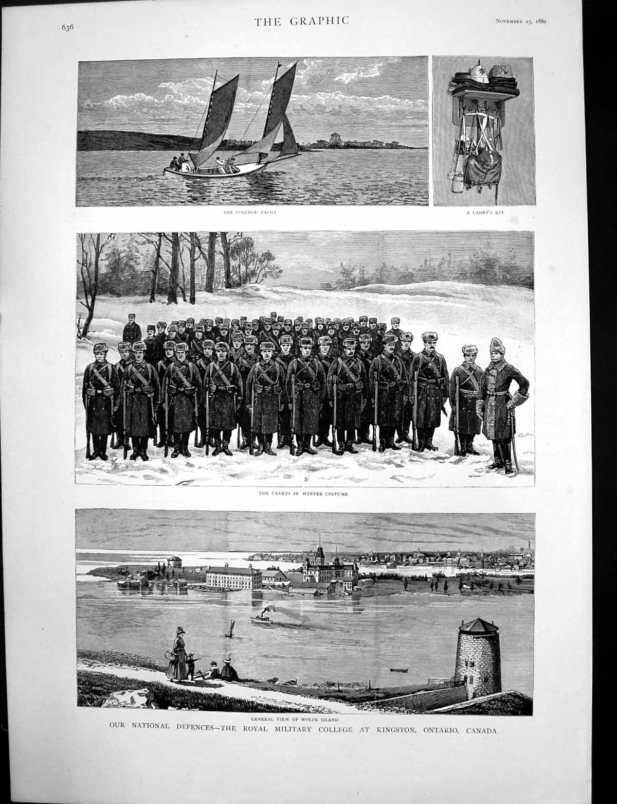 Antique Print Military College Kingston Ontario Memorial Henry Richard 1889