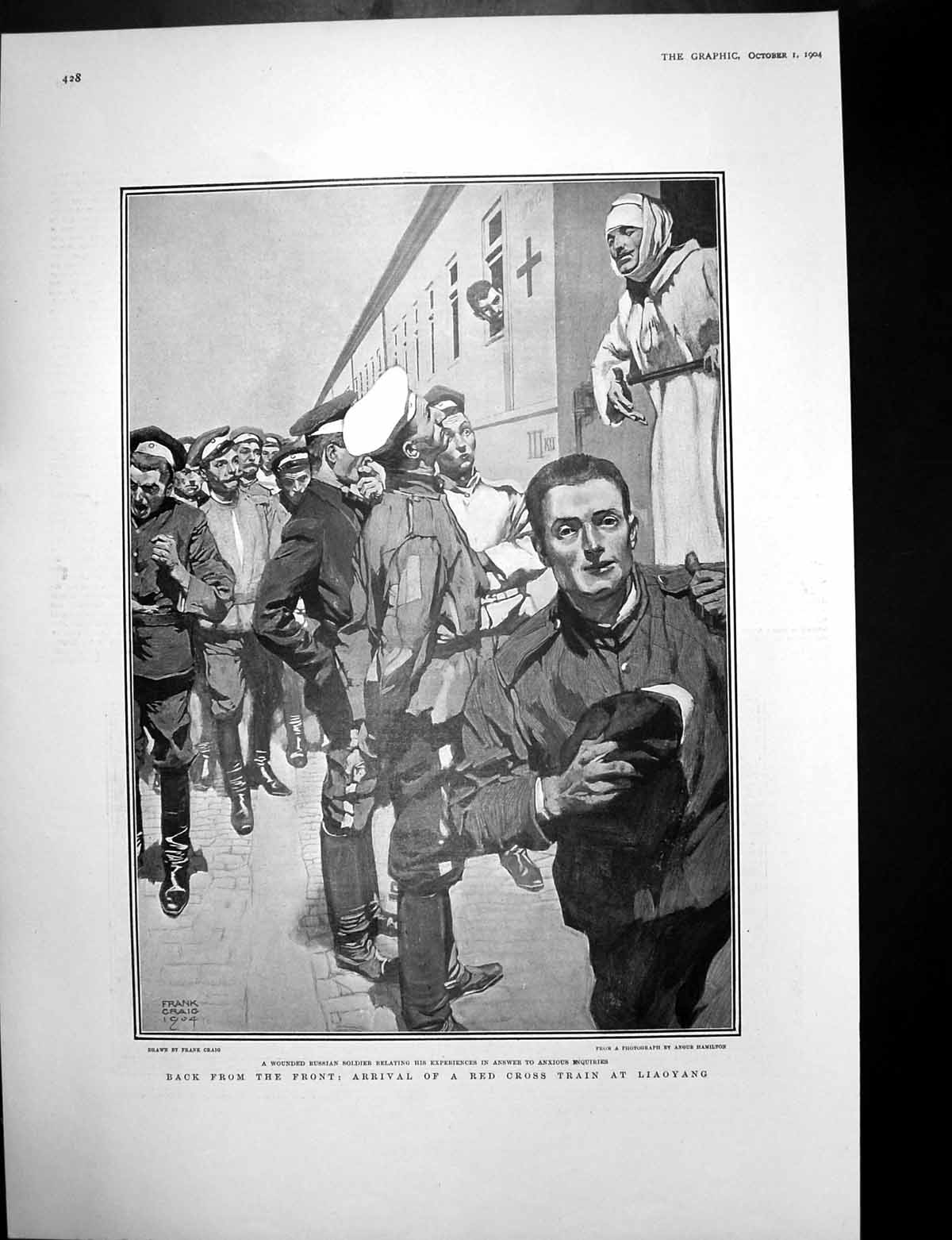 Antique Print Red Cross Train Liaoyang Queen Alexandra Court Wimbledon 1904