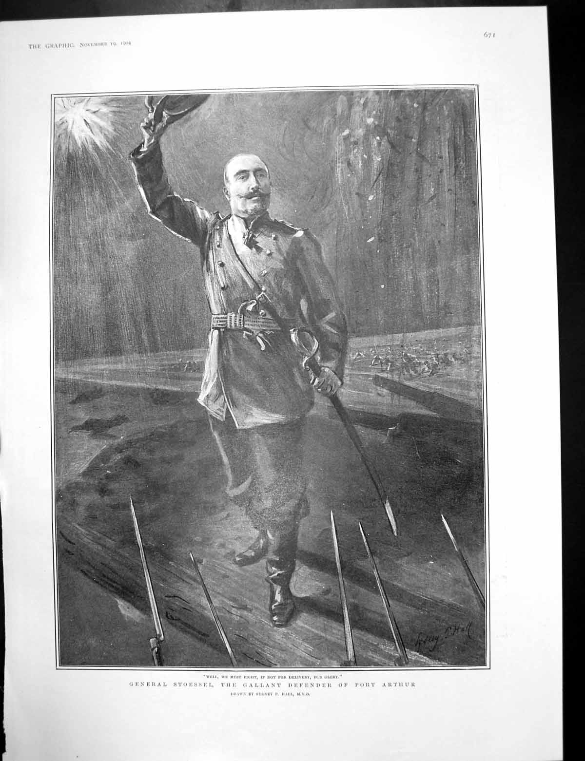 Antique Old Print Cotton Fields Tartars Khokand Gen Stoessel Port Arthur 1904