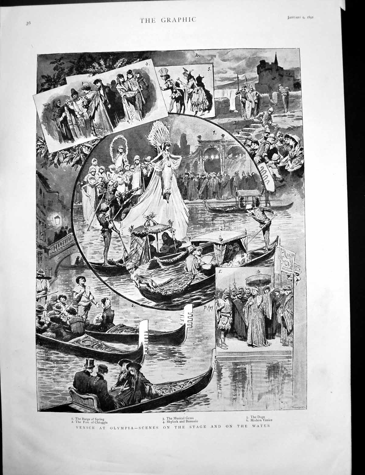 Antique Print Venice Olympia Stage Water Late Sir George Biddell Airey 1892