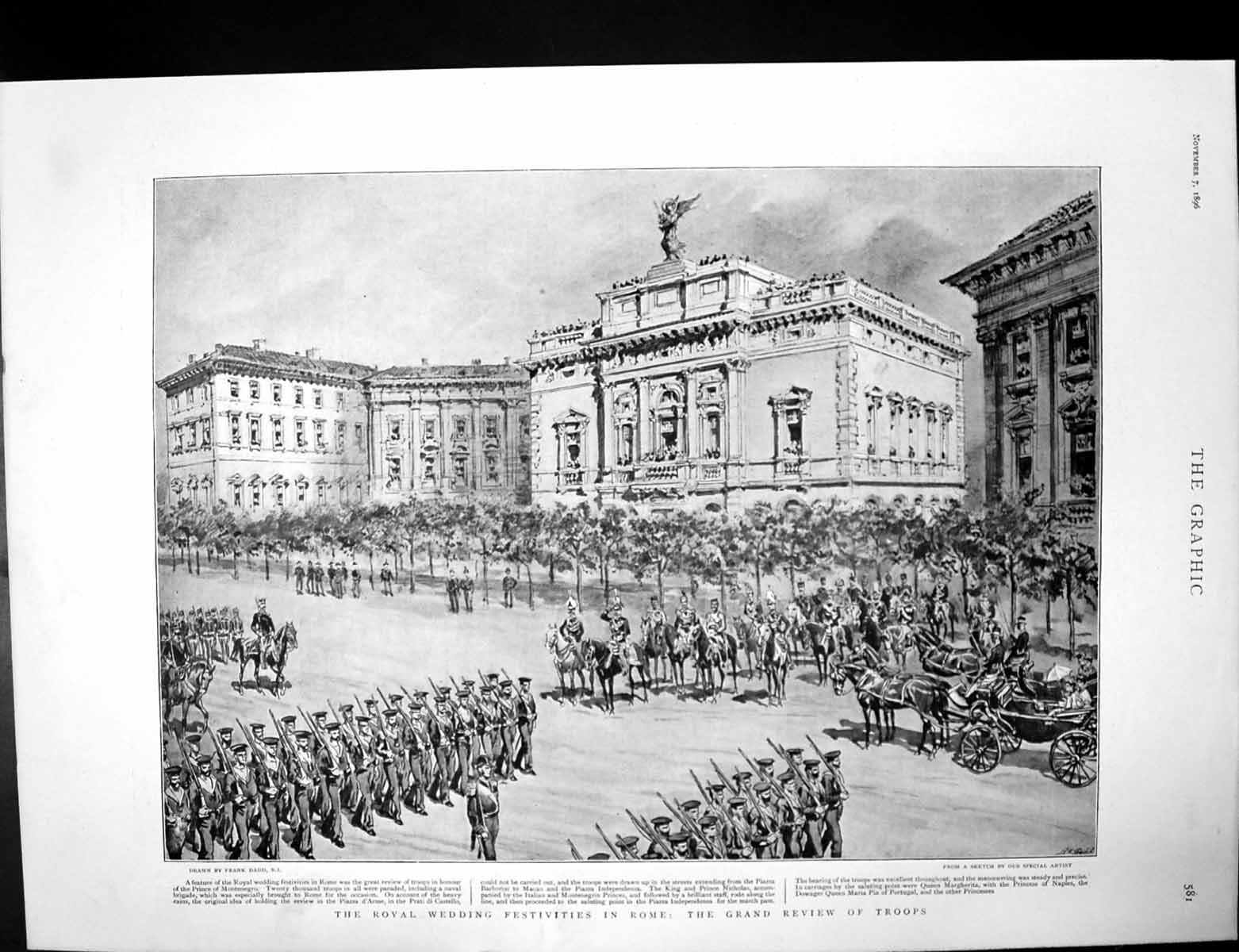 Old Antique Print Troops Royal Wedding Rome Cab Strike Garret Hobart 1895 19th