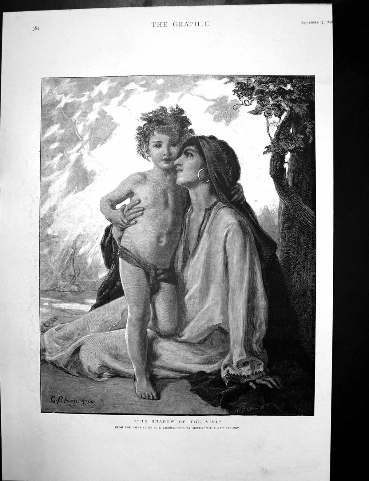 Antique Old Print Shadow Vine Jacomb-Hood Queen Wilhelminas Accession 1898 19th