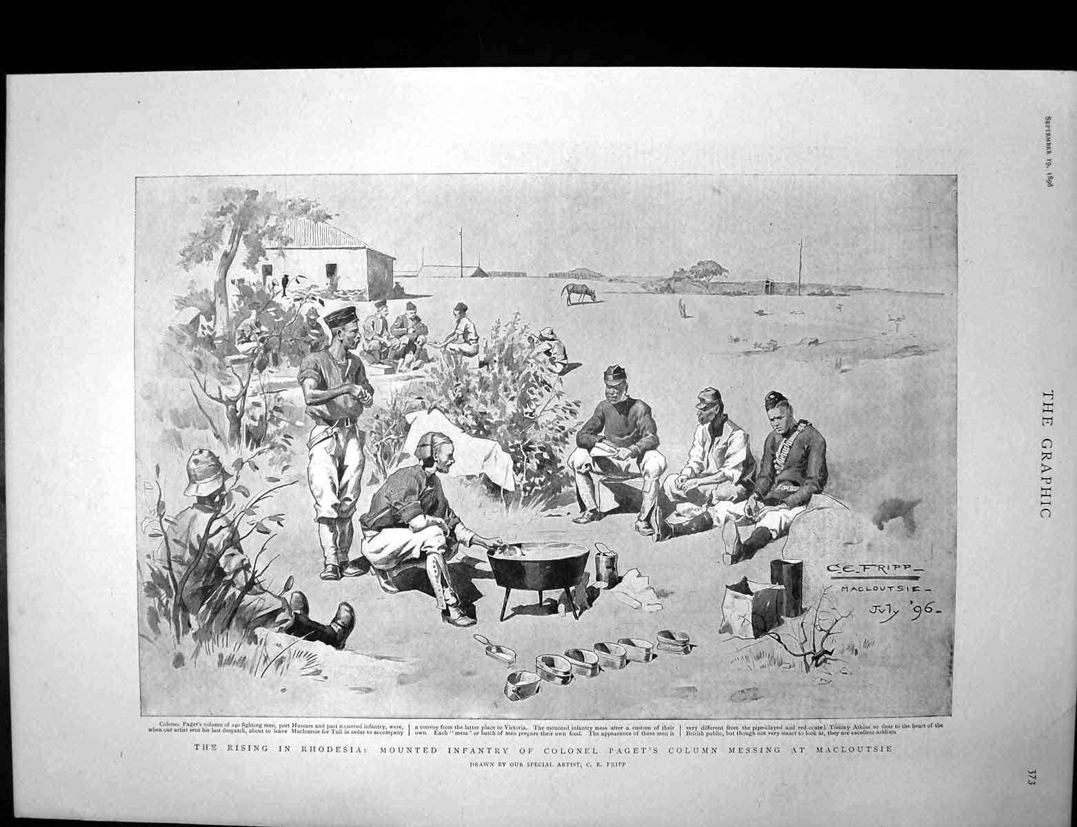 Antique Old Print Rhodesia Pagets Infantry Execution Murderer Shah Persia1896