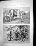 Antique Print Campaigning Rhodesia Forrestalls Natives Seventh Hussars1896 19th