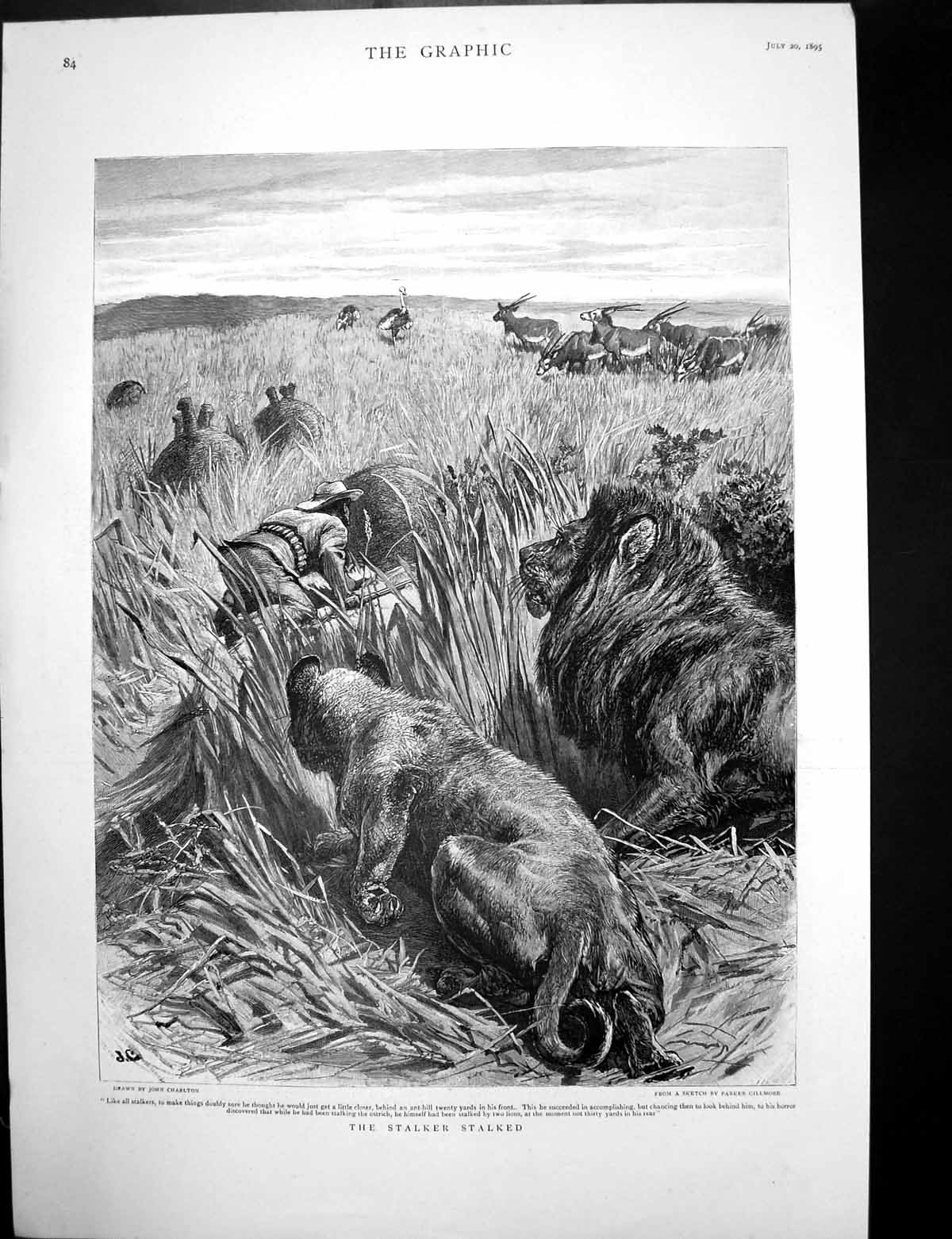 Antique Old Print Stalker Stalked Bi Centenary Bank Scotland Edinburgh 1895