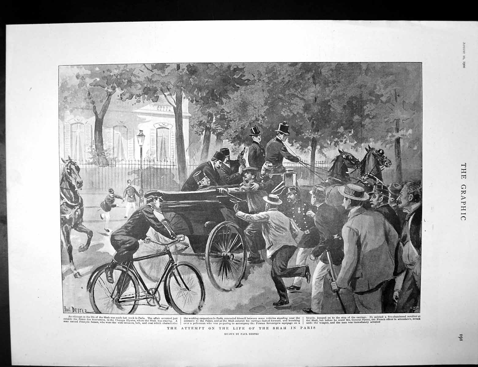 Antique Print Attempt Life Shah Paris Attack Taku Forts Washing Front 1900 20th