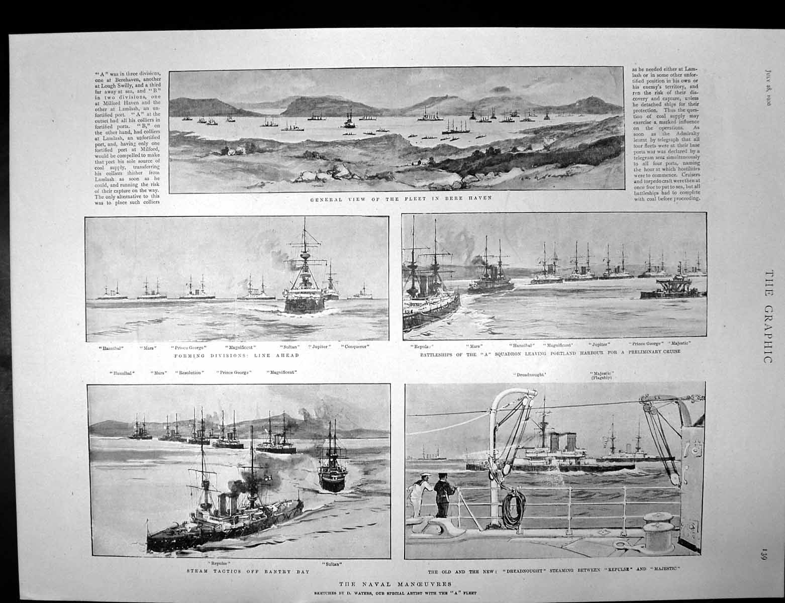 Antique Print Fleet Bere Haven Bantry Bay Gen French Hutton Transvaal 1900 20th
