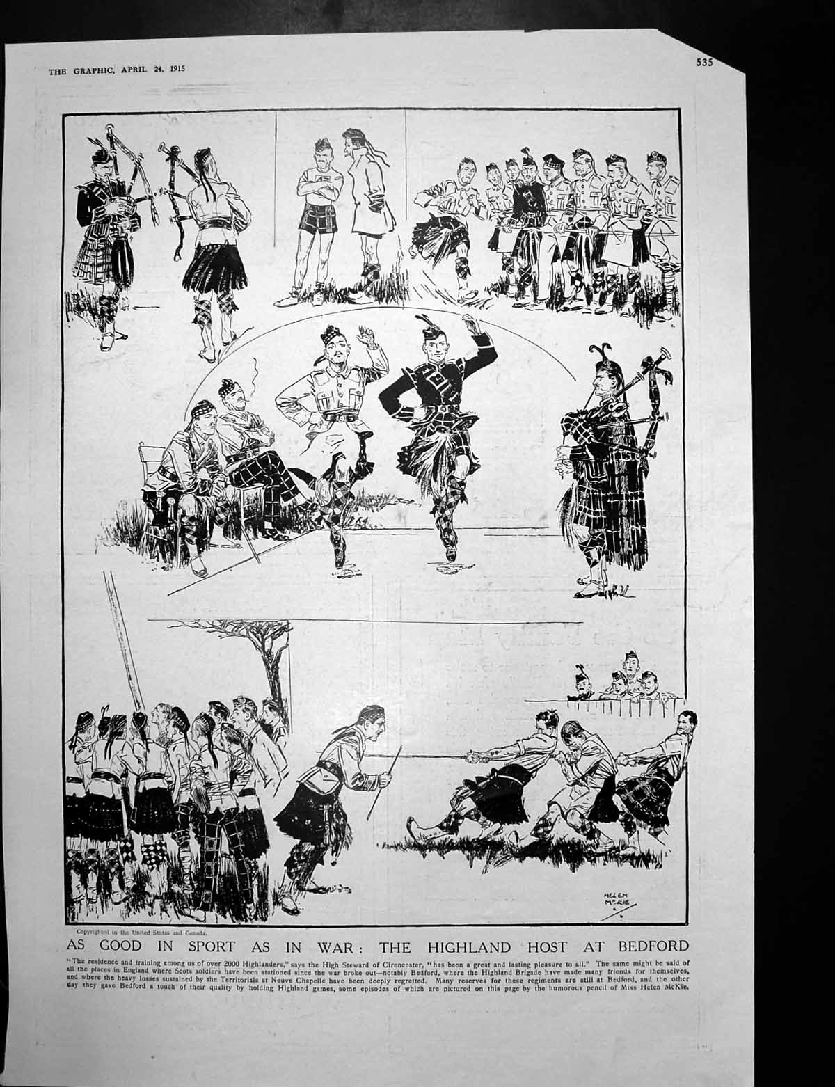 Antique Print Highland Brigade Bedford Australian Expeditionary Force 1915 20th
