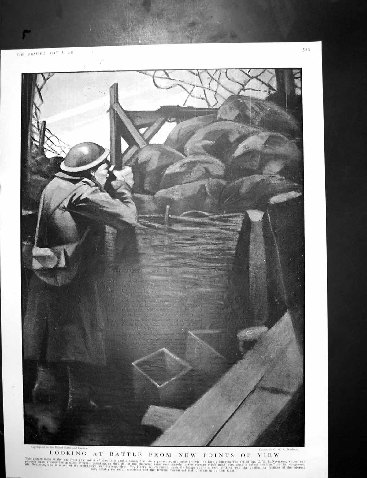 Original Old Vintage Print Sier Trenches Periscope Siers Princes Theatre 1917