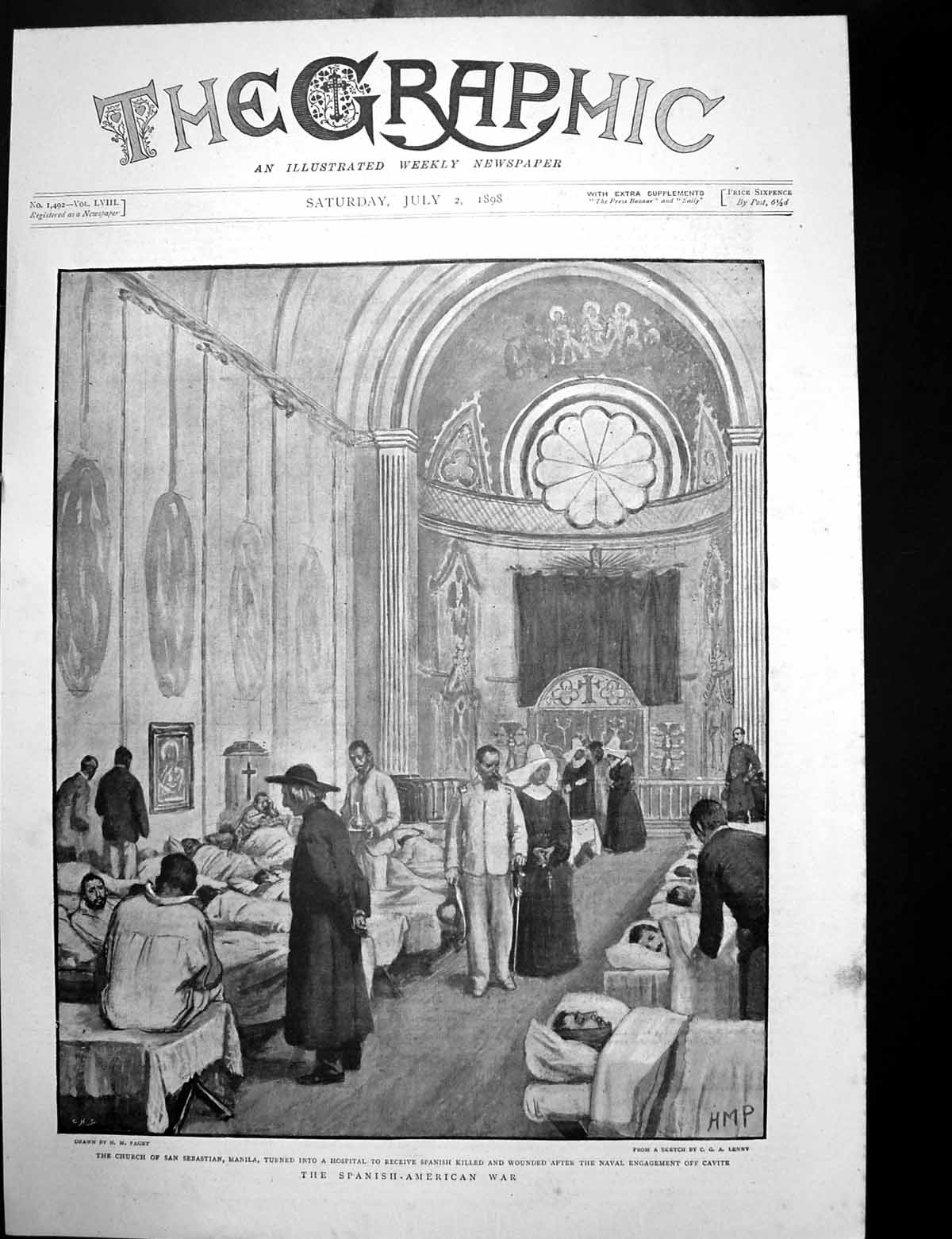 Antique Print Church San Sebastian Hospital Duke York On Board Crescent1898