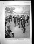Antique Old Print General Kuroki Staff Salute Dead Late Prince Bismarck 1904