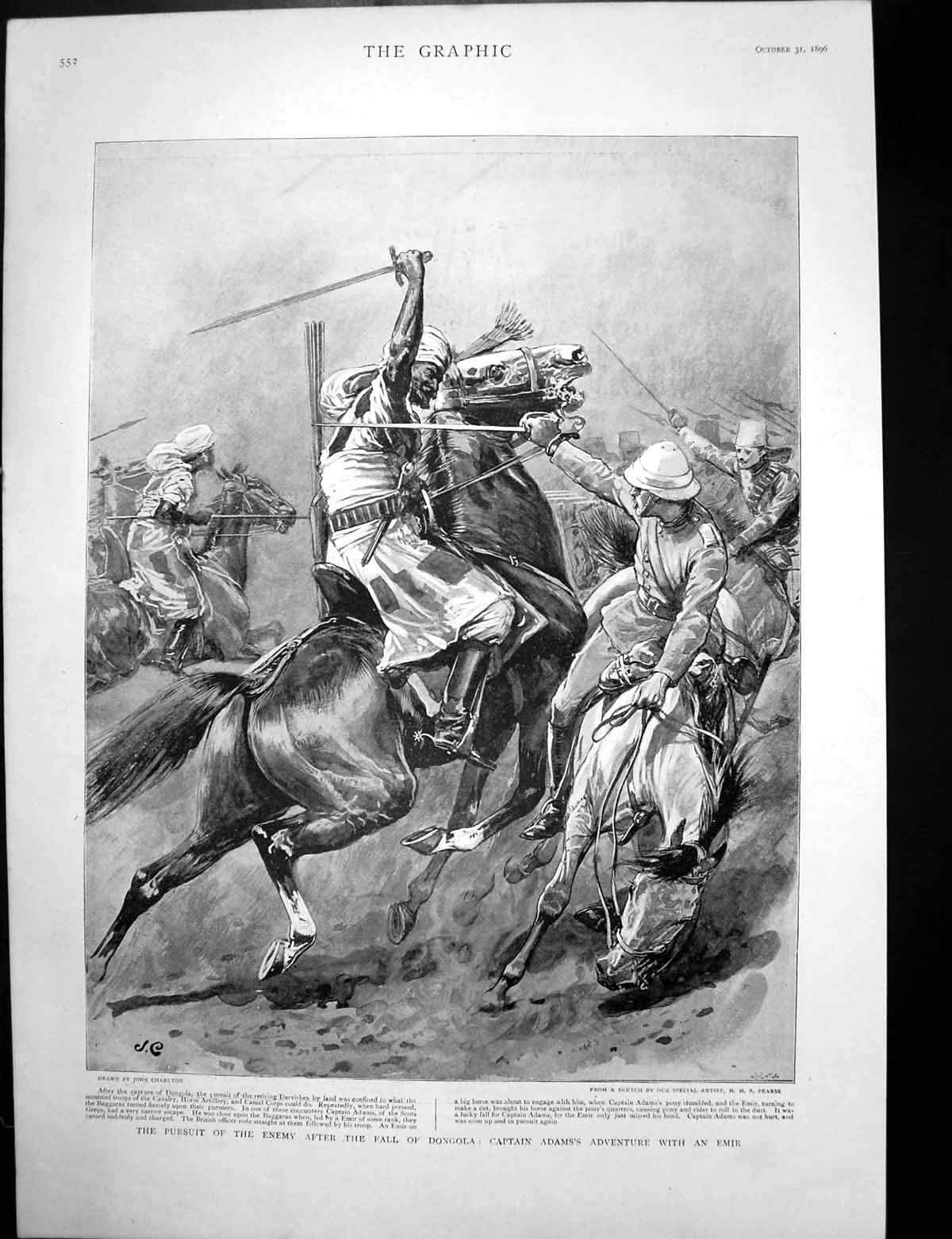 Old Antique Print Pursuit Enemy Dongola Cpt Adam Royal Wedding Rome 1896 19th