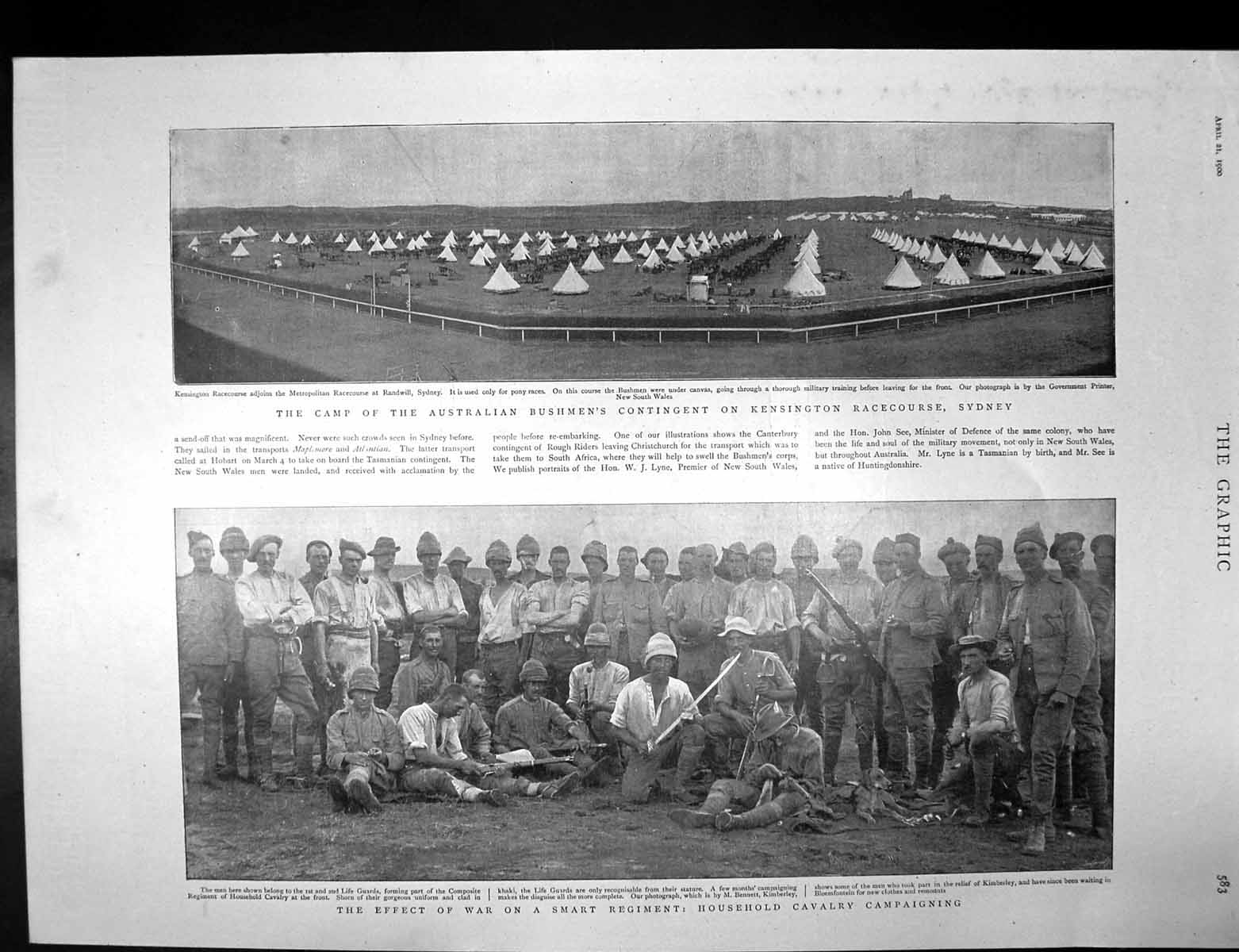 Original Old Antique Print Frontier Herat HousehCavalry Campaign Bushmen 1900