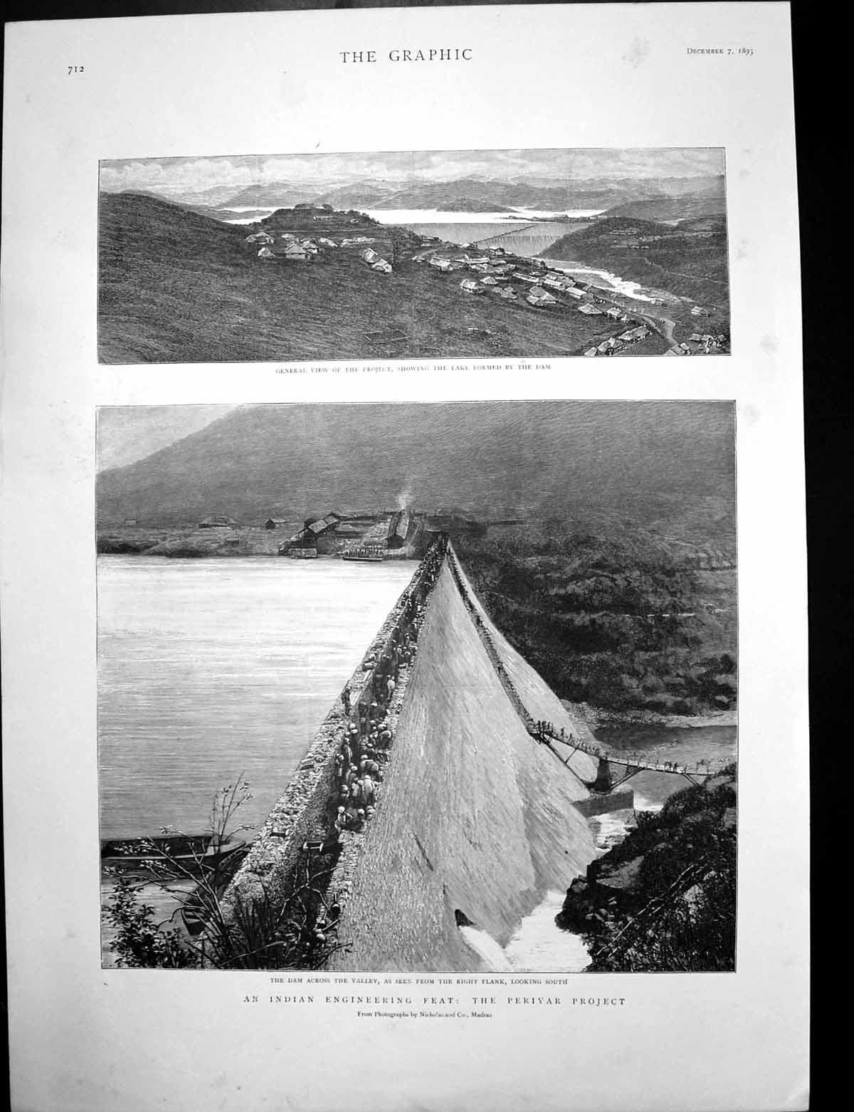 Antique Old Print Periyar Dam India Tombstone Distant Land Fergus Hume 1895