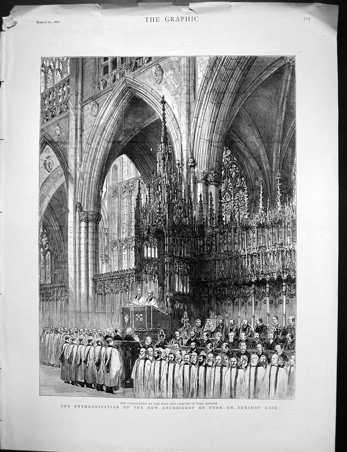 Antique Print Archbishop York Enthronisation Centenary Hall Battersea 1891 19th