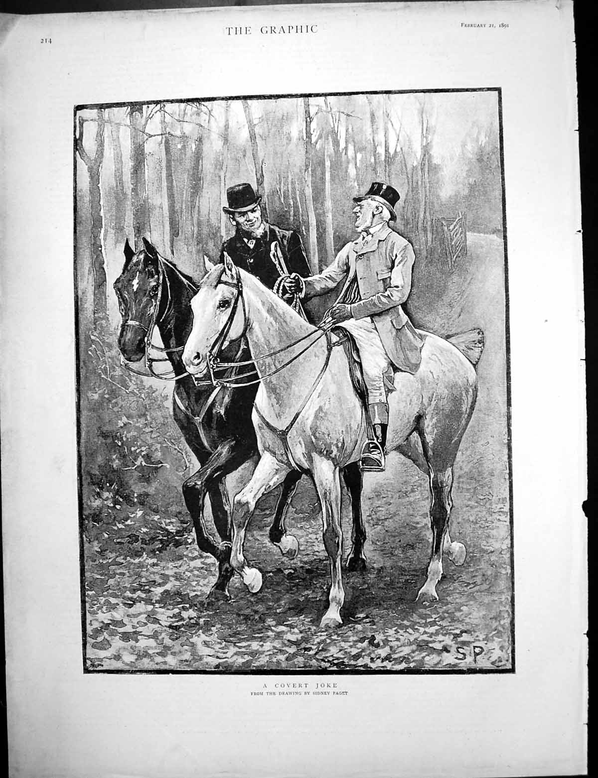 Antique Old Print Covert Joke S Paget Duke Cambridge Hms Edinburgh Malta 1891