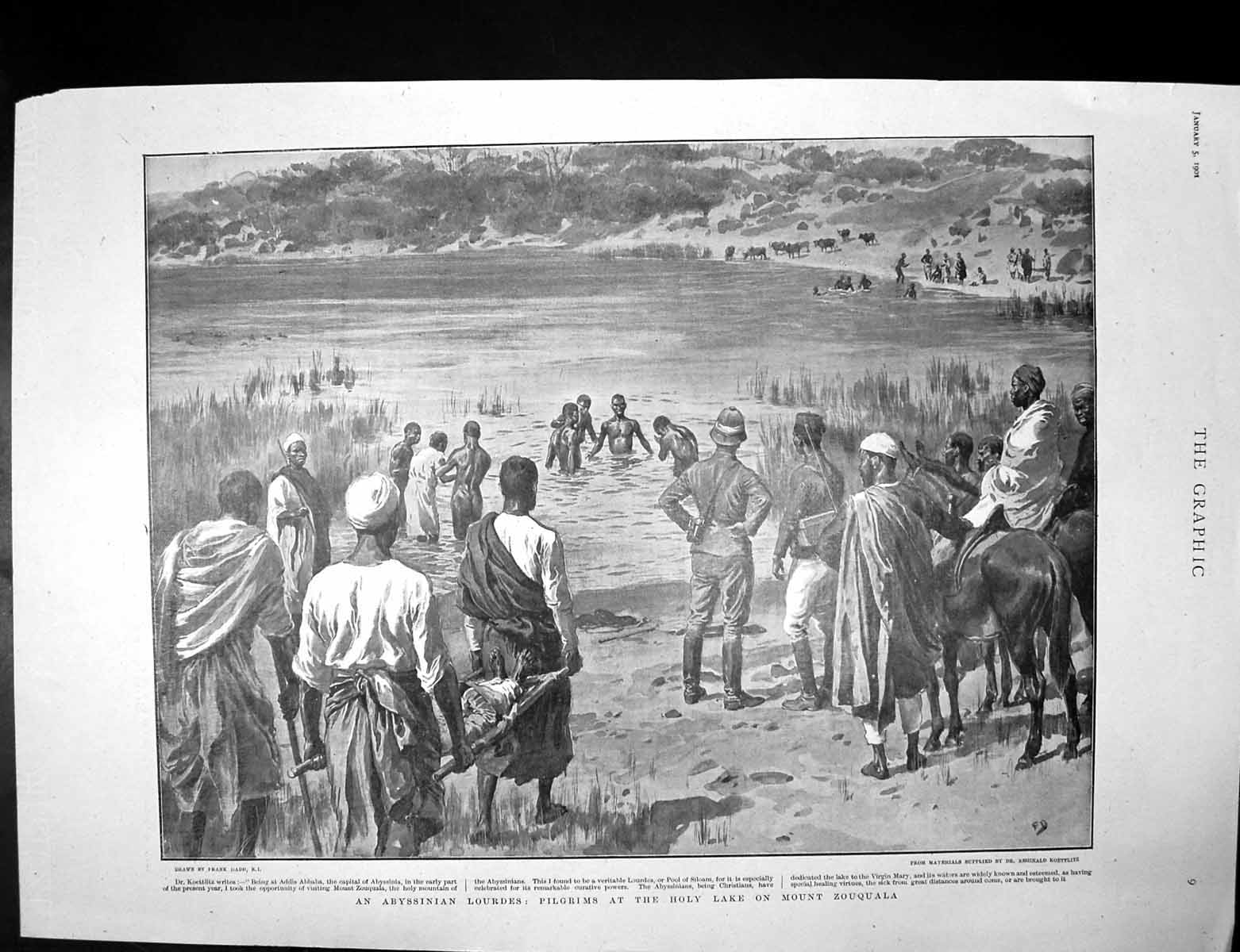 Old Print Pilgrims Holy Lake Mount Zouquala Map Orange River Colony 1901 20th