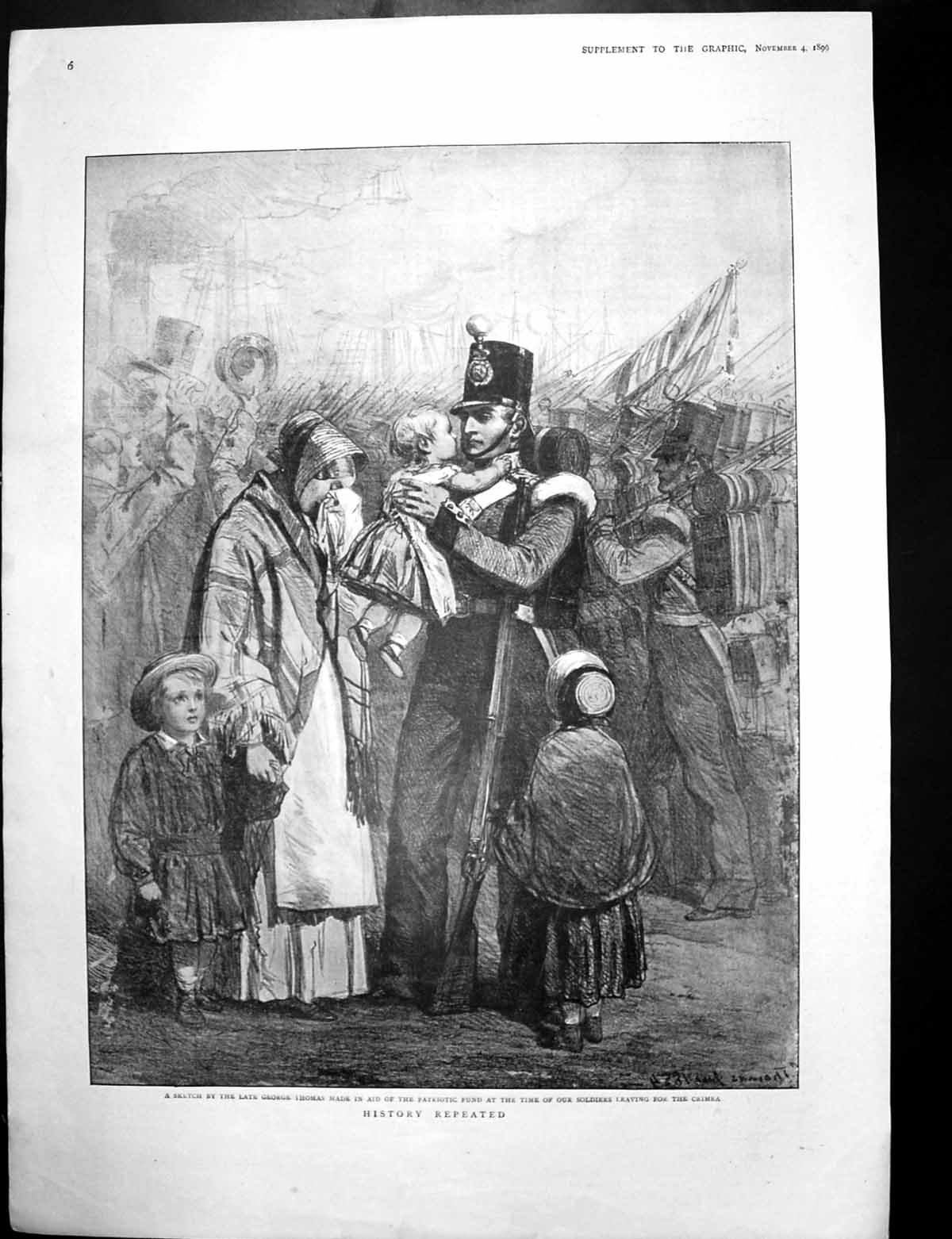 Old Print Siers Leaving For Crimea Mules Gibraltar Service S Africa 1899 19th
