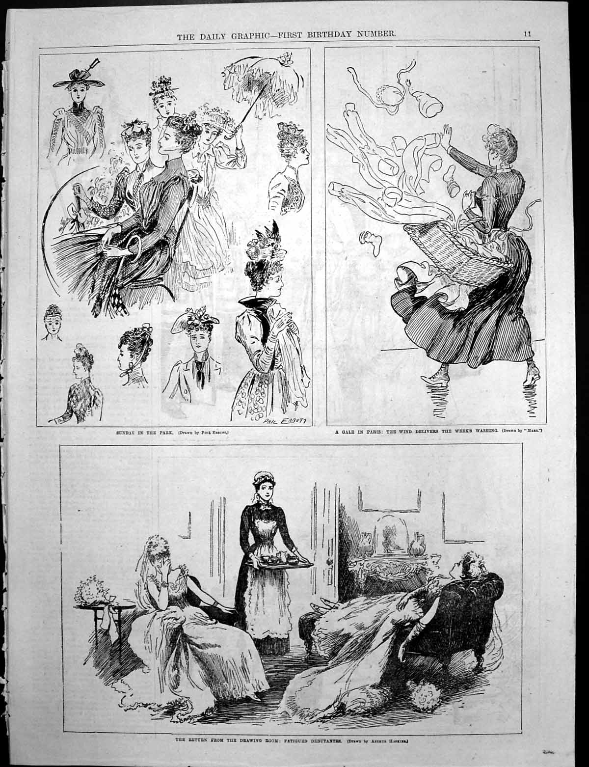 Antique Old Print Labour Demonstration Paris Sunday In Park Gale Paris C 1890