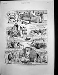 Antique Print Turtle Turning Kurrachee India Torpedo Boats Milfordhaven1889